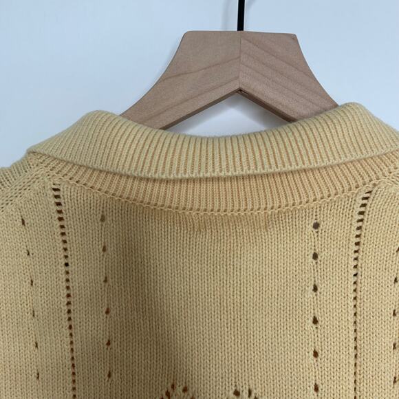 Minnie Rose Short Sleeve Pointelle Cardigan Medium Cotton Cashmere - Picture 5 of 16